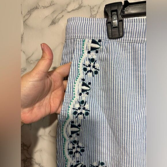 Vineyard Vines Blue White Pin Stripe Embroidered Pull On Cotton Shorts Size L - Picture 5 of 9